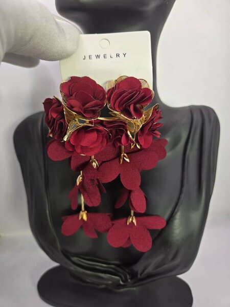 Elegant Red Flower Earrings