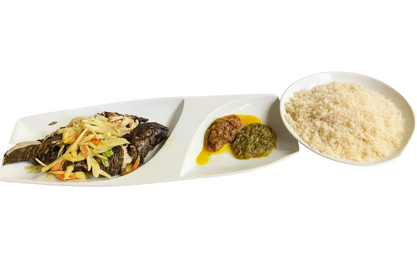 Plat de poisson braisé attieke
