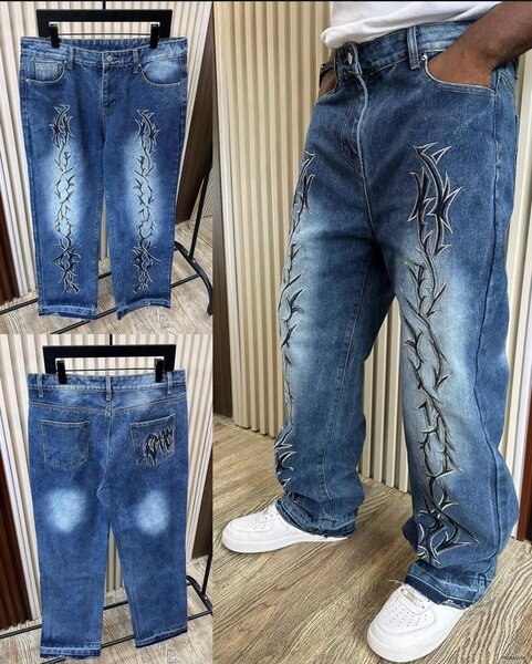 Jeans homme brodés tendance