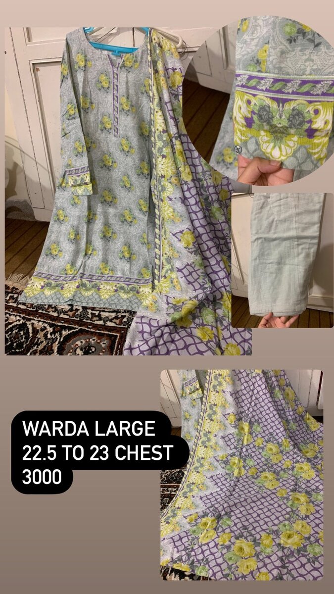 Preloved large warda khaddar 3 piece