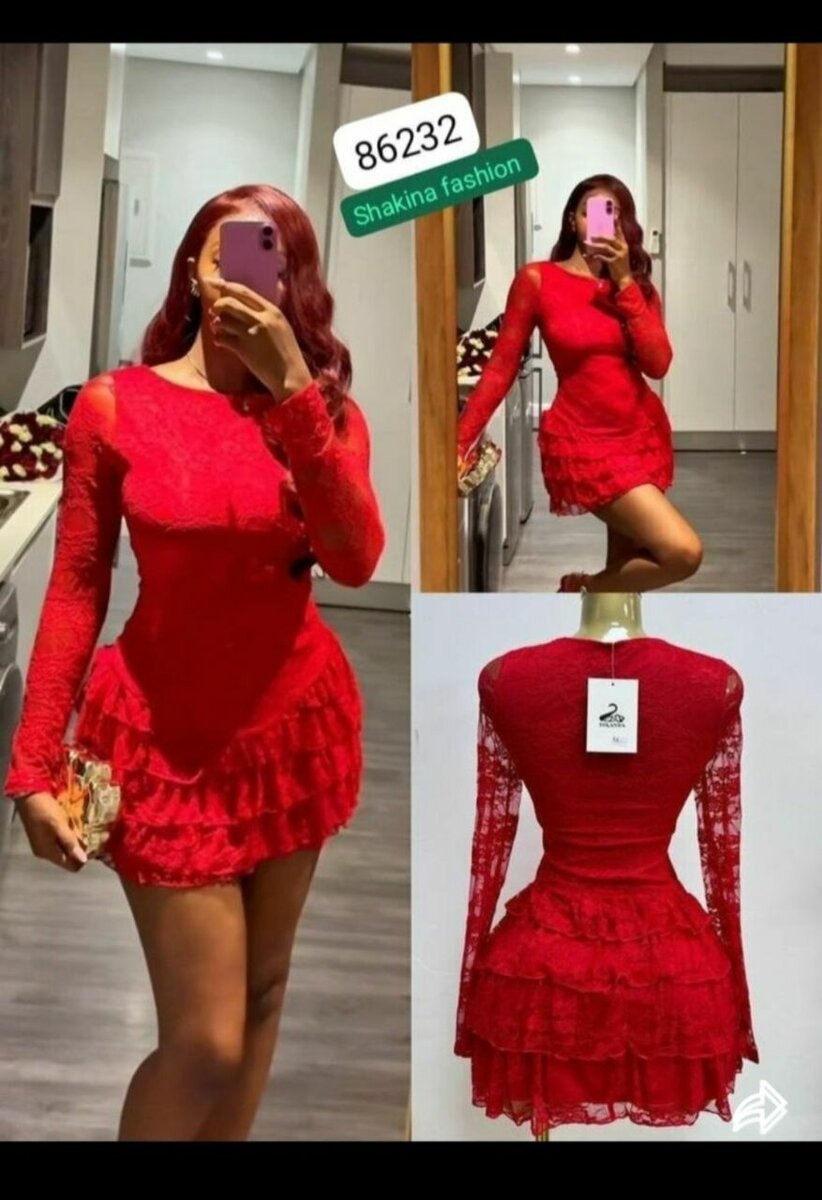 Robe en dentelle rouge élégante