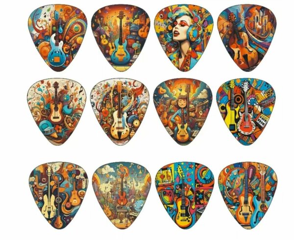 12Médiators Guitare Artistique