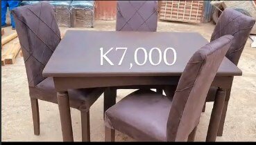 Table and 4 chairs, coffee color