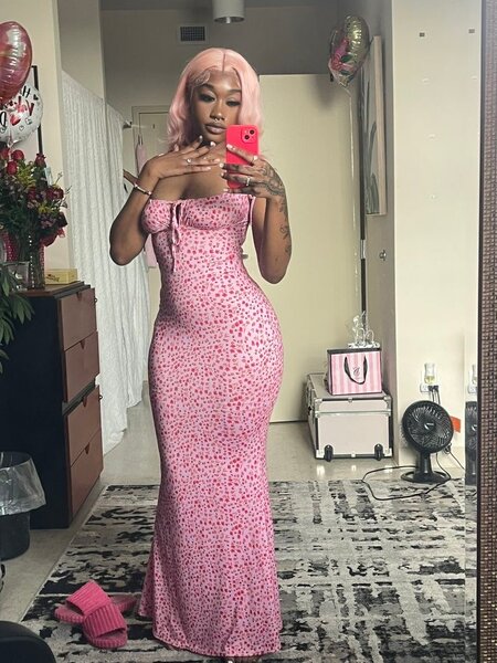 Robe longue rose élégante