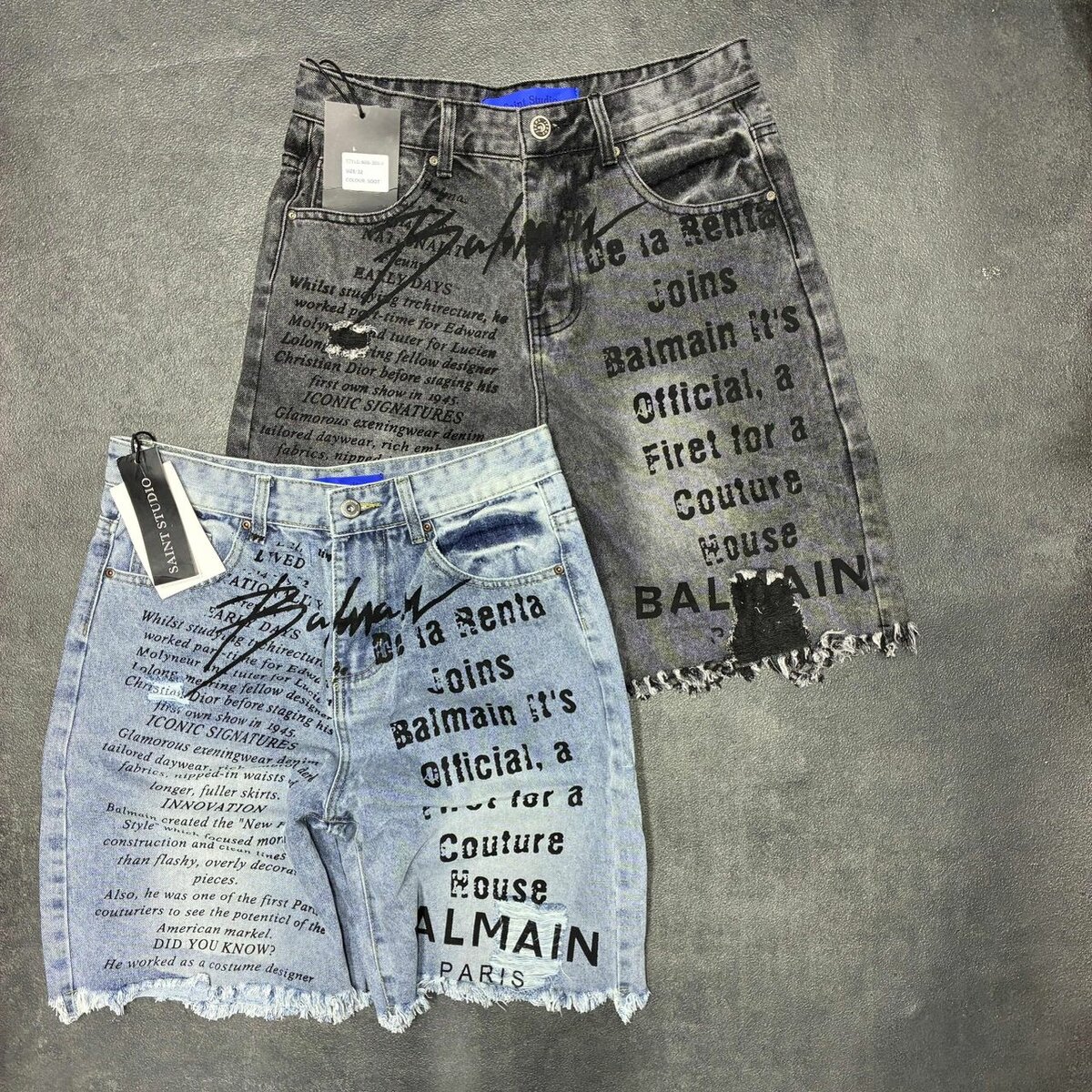 Shorts en jean imprimés hommes