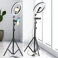7 Feet Tripod Stand with 26 CM Selfie Ring Light & Mobile Phone Holder for Tiktok Videos Best Quality Metal Tripod Tiktok Light - Photography Kit