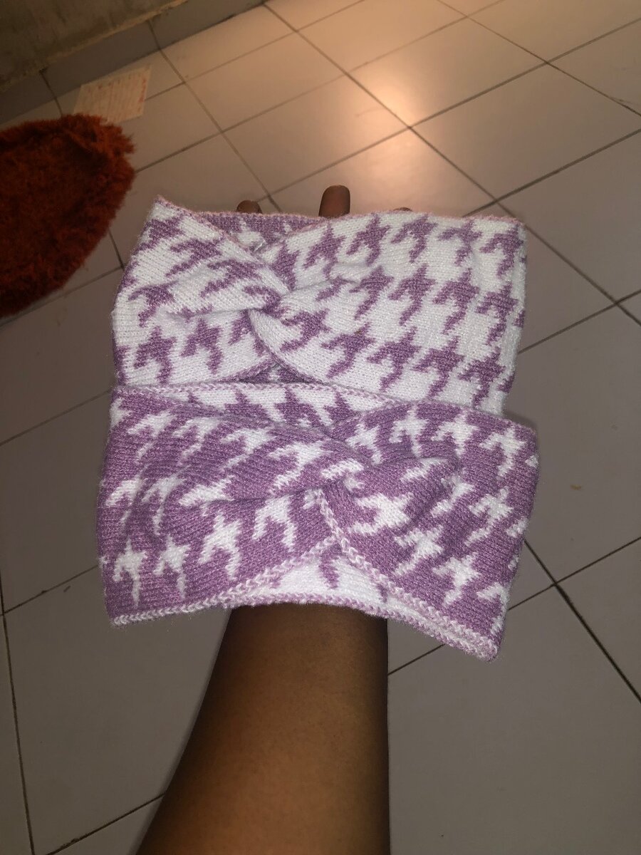 Bandeau tricoté motif pied-de-poule