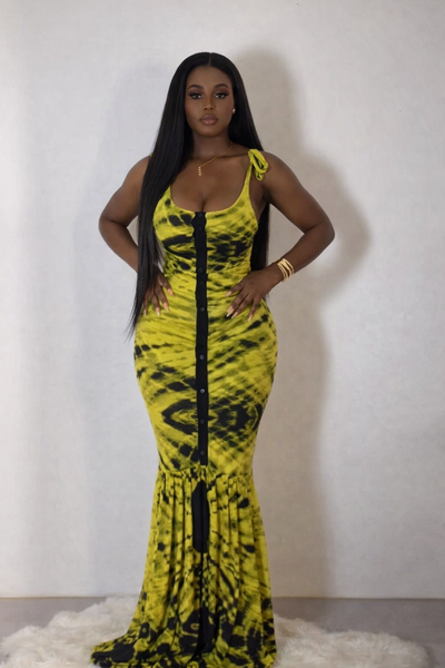 Robe Maxi Jaune Tie-Dye