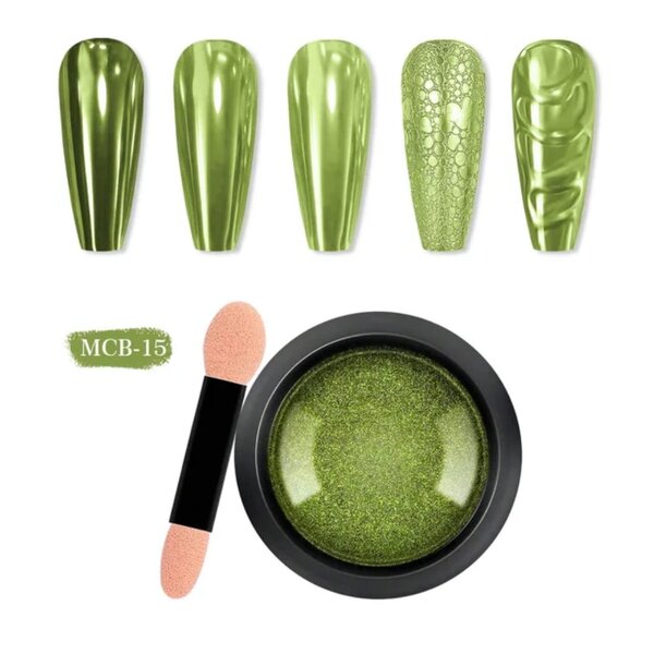 Poudre Chromée Ongles Vert