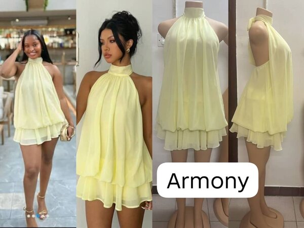 Robe trapèze jaune élégant