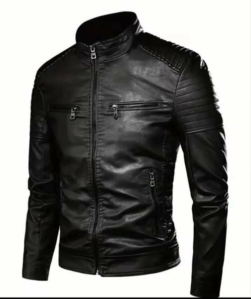 Veste en cuir noir homme