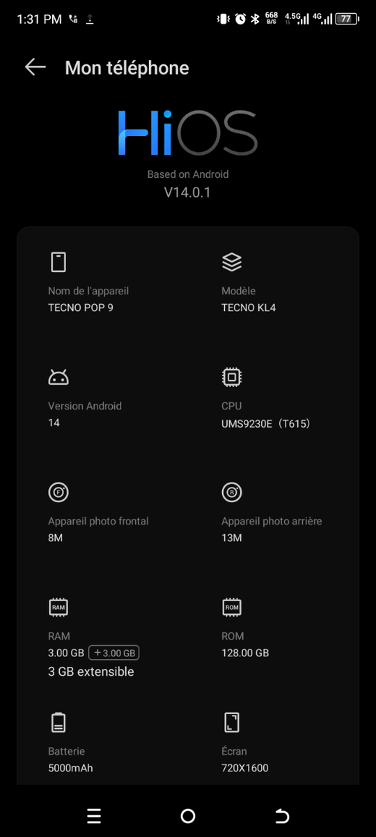 Tecno Pop 9 - 128GB Smartphone