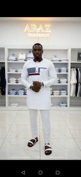 Men's White African Dashiki Long Sleeve Shirt