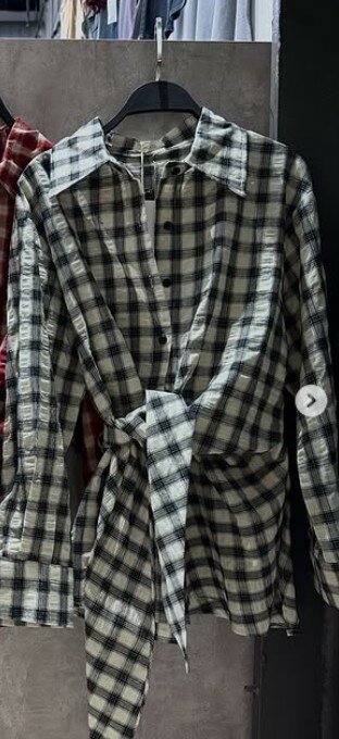 Рубашка в клетку на завязке