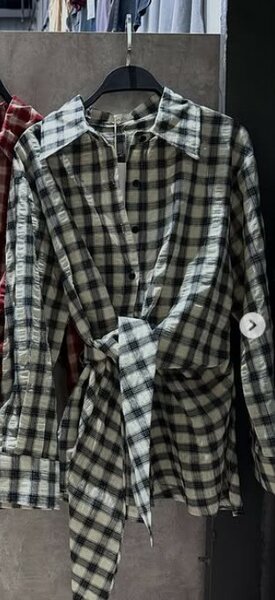 Рубашка в клетку на завязке