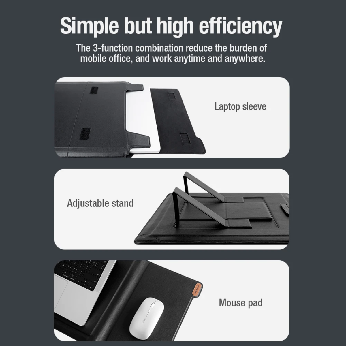 Pochette support ordinateur 3-en-1