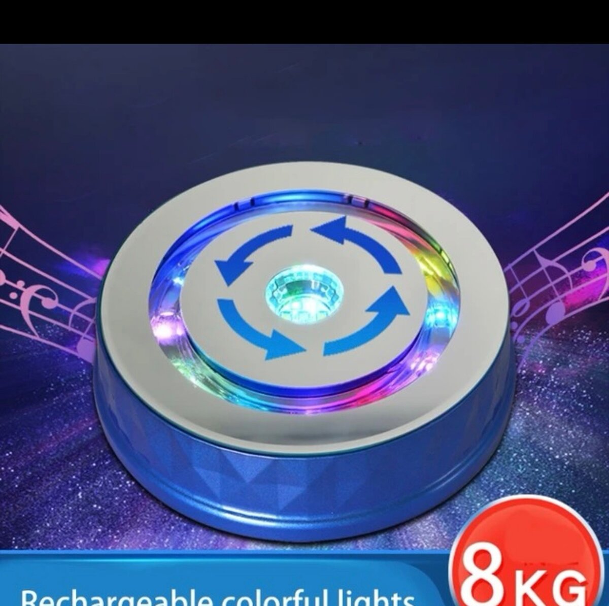 Présentoir à plateau tournant électrique, lumière colorée à