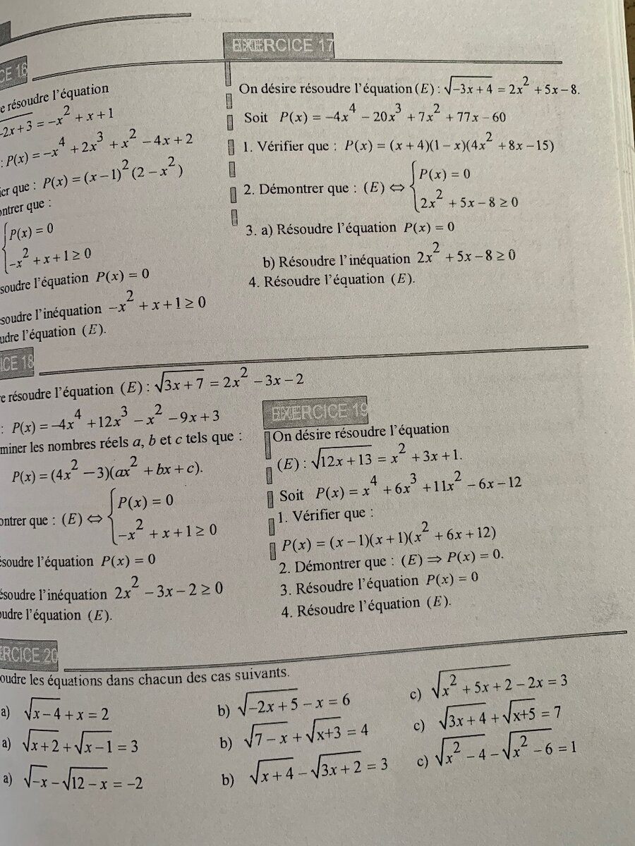 Annales Exercice Corrigés Maths 1C