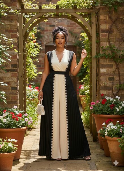 Robe longue élégante bicolore