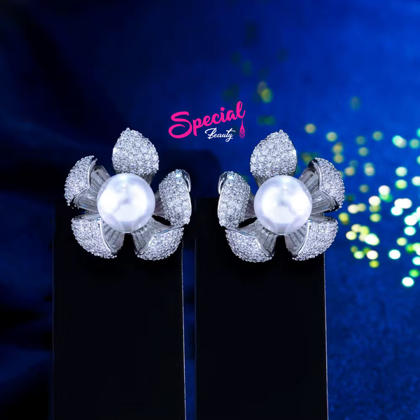 Boucles d'Oreilles Fleur Perle