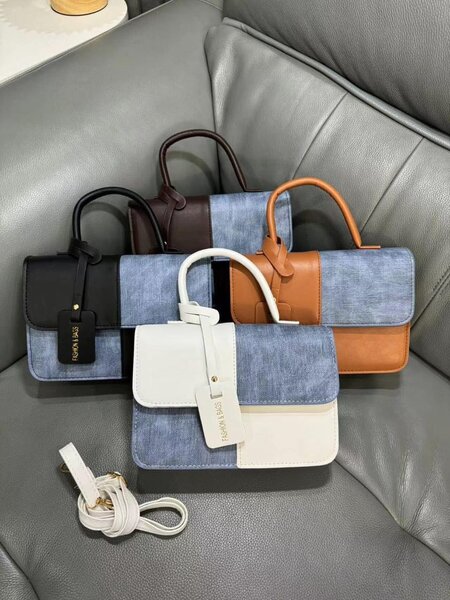 Sac à main en jeans et cuir