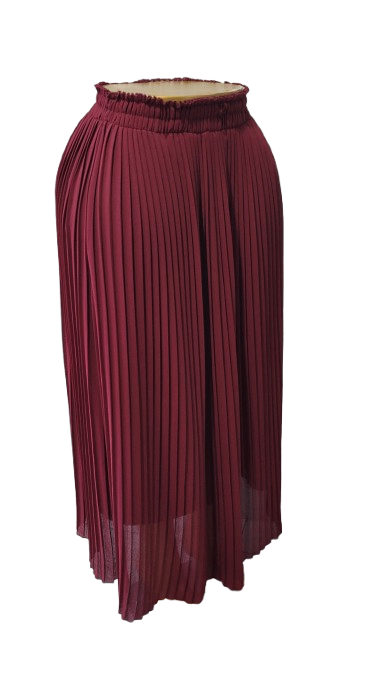 Jupe longue plissée bordeaux