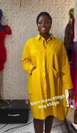 Women's shirt dress in yellow