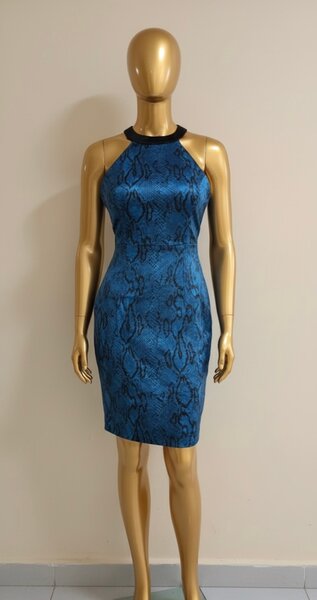 Robe moulante bleue design python