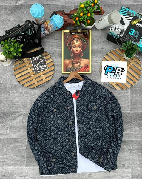 Veste en jean imprimée homme