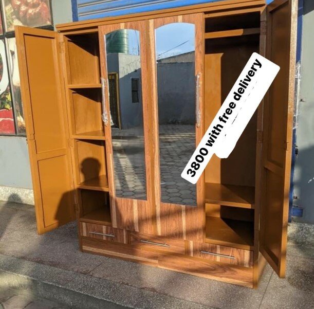 Beautiful brown wardrobe with mirror