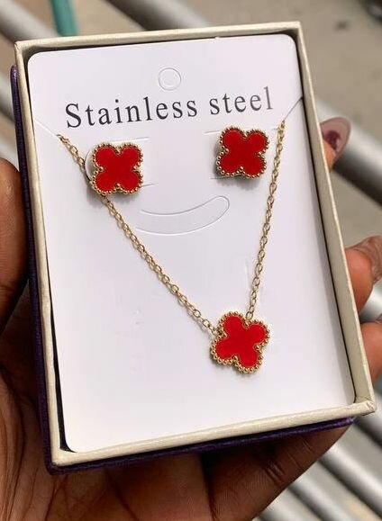 Red Clover Stainless Steel Jewelry Set