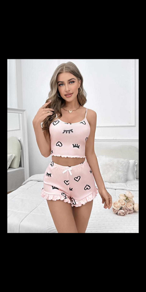 Pyjama femme cœur rose