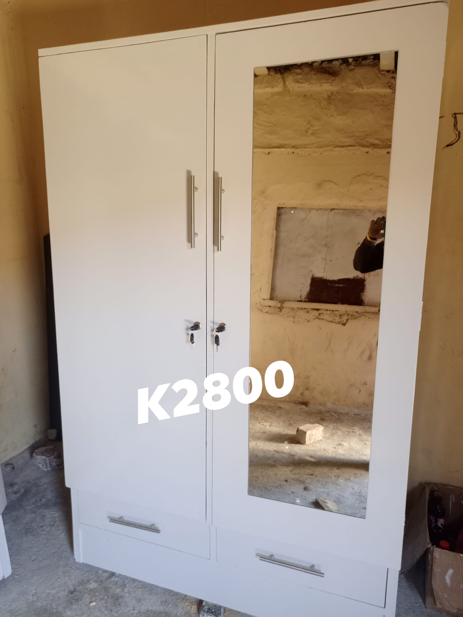 white wardrobe with mirror 1 section