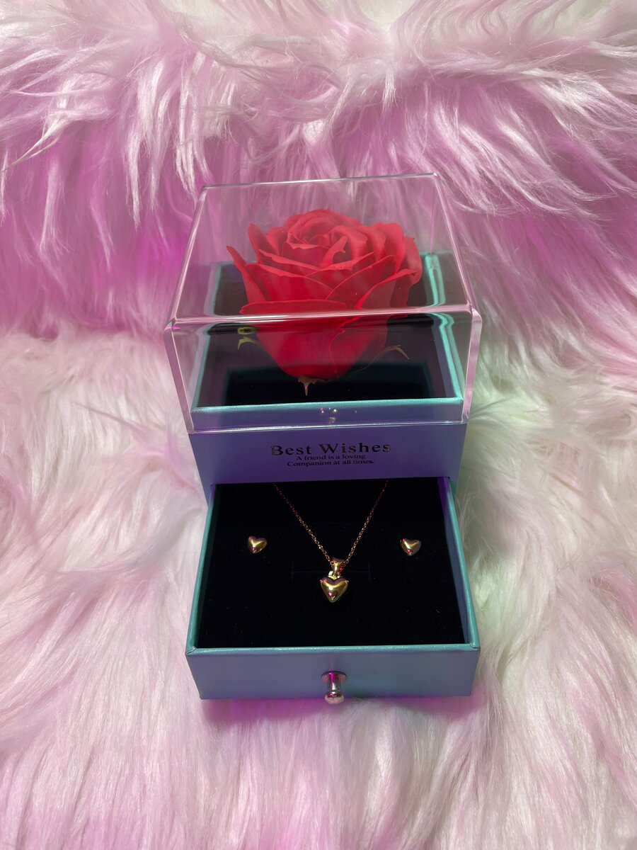 Coffret Bijoux Coeur et Rose