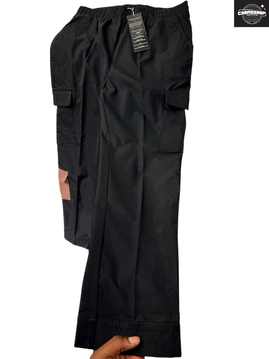 Pantalon cargo noir à poches