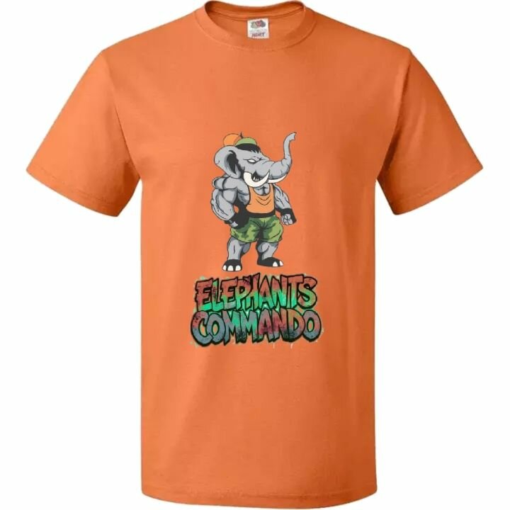 T-shirt éléphant commando orange