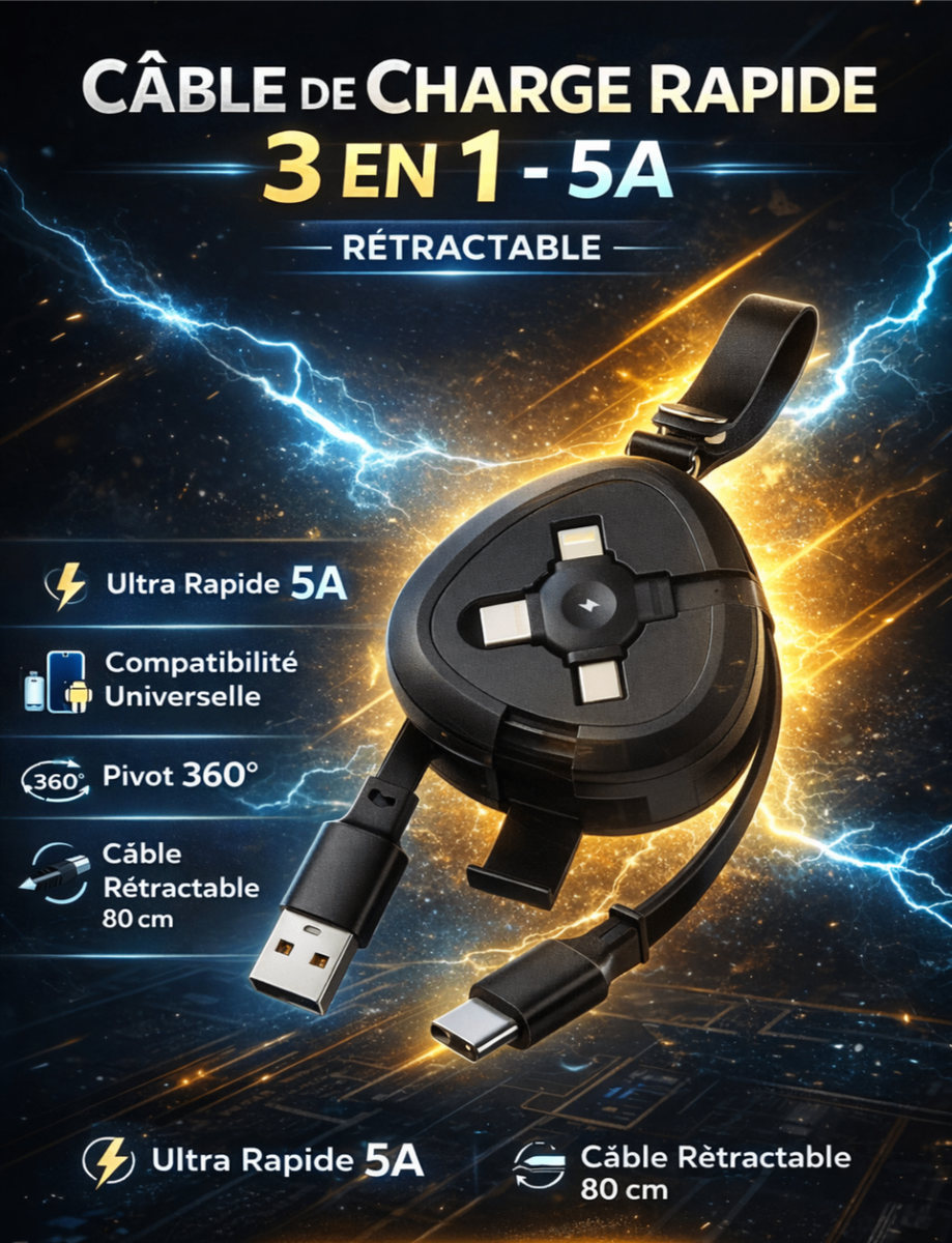 3-in-1 Retractable Fast Charger