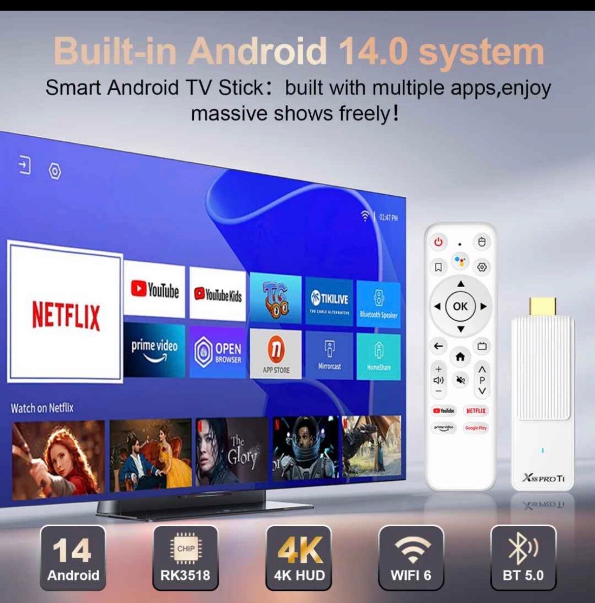 Clé TV Android 4K 14.0