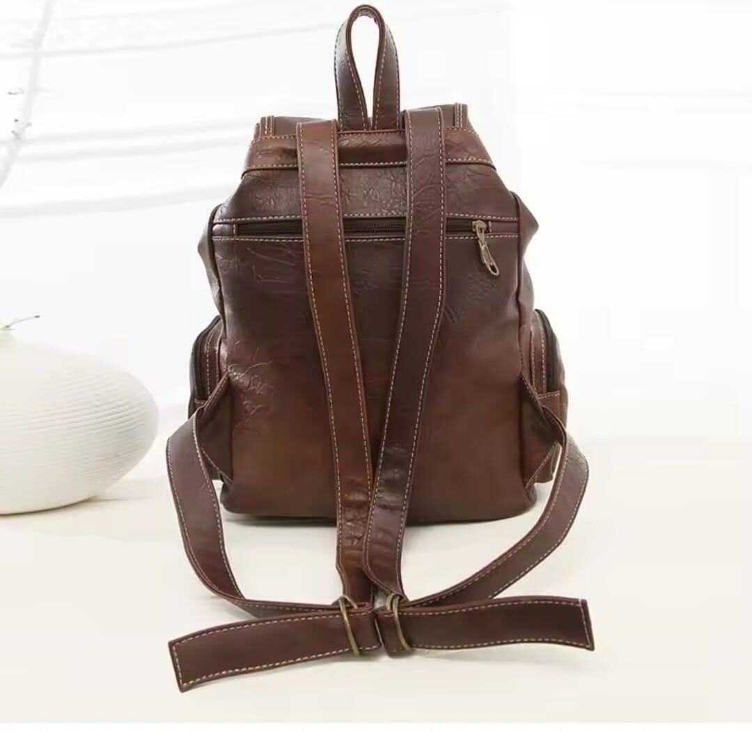 Brown leather backpack
