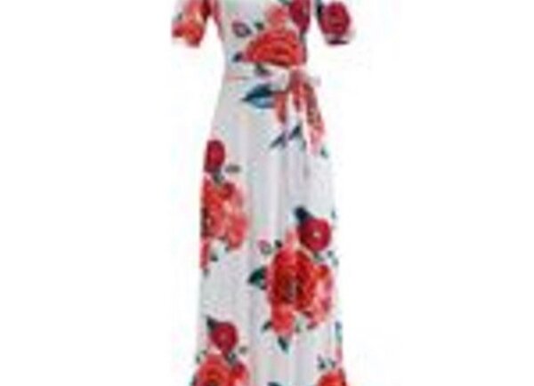 Ladies casual half sleeve,long dress