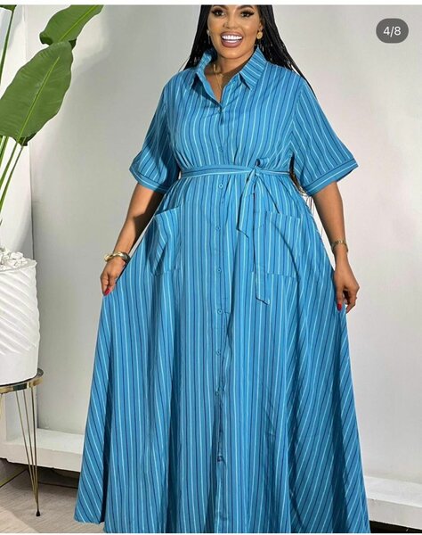 Robe longue boutonnée rayée