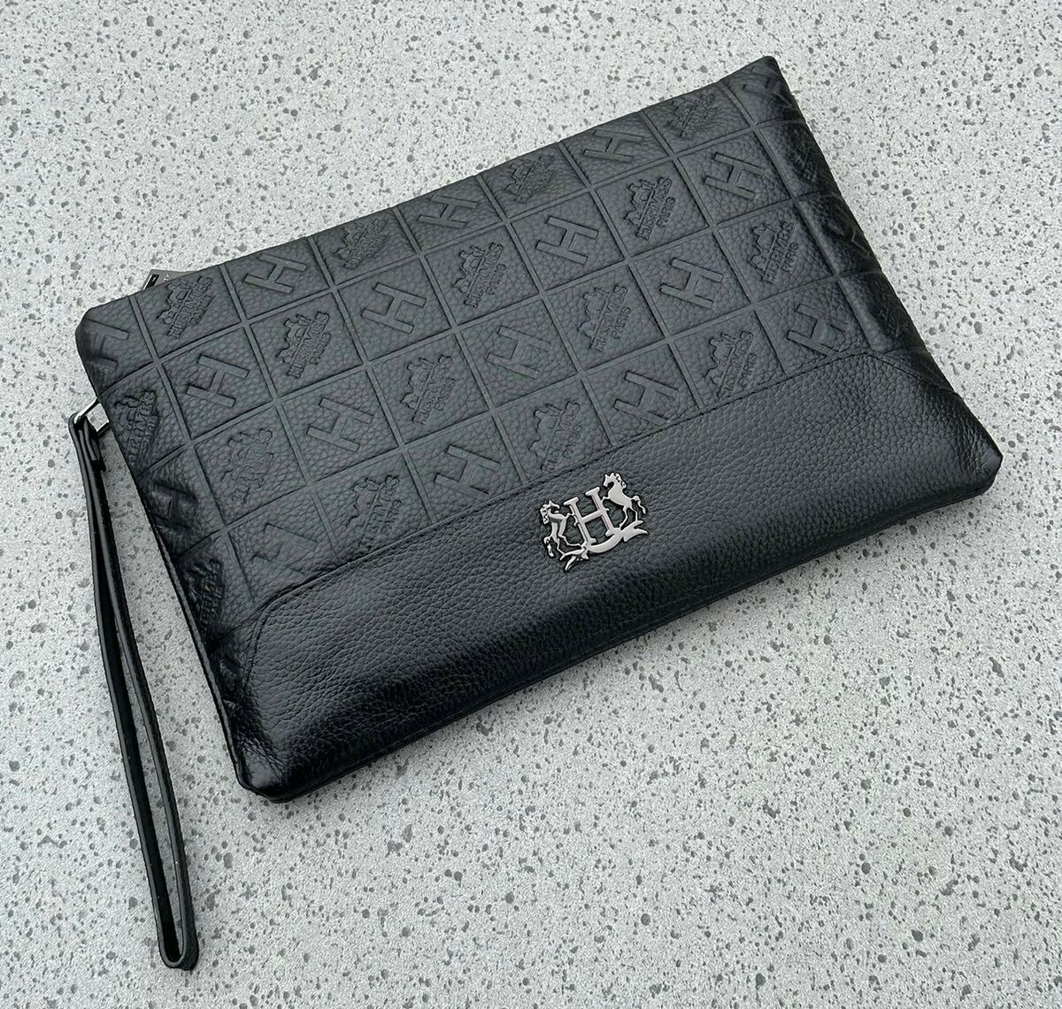 Casual Soft Leather Clutch With Wrist Strap