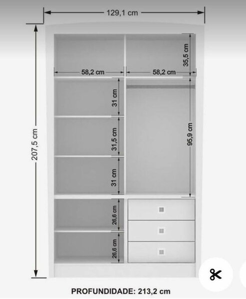 Armoire penderie moderne 200cm