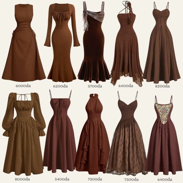 Élégante robe longue marron