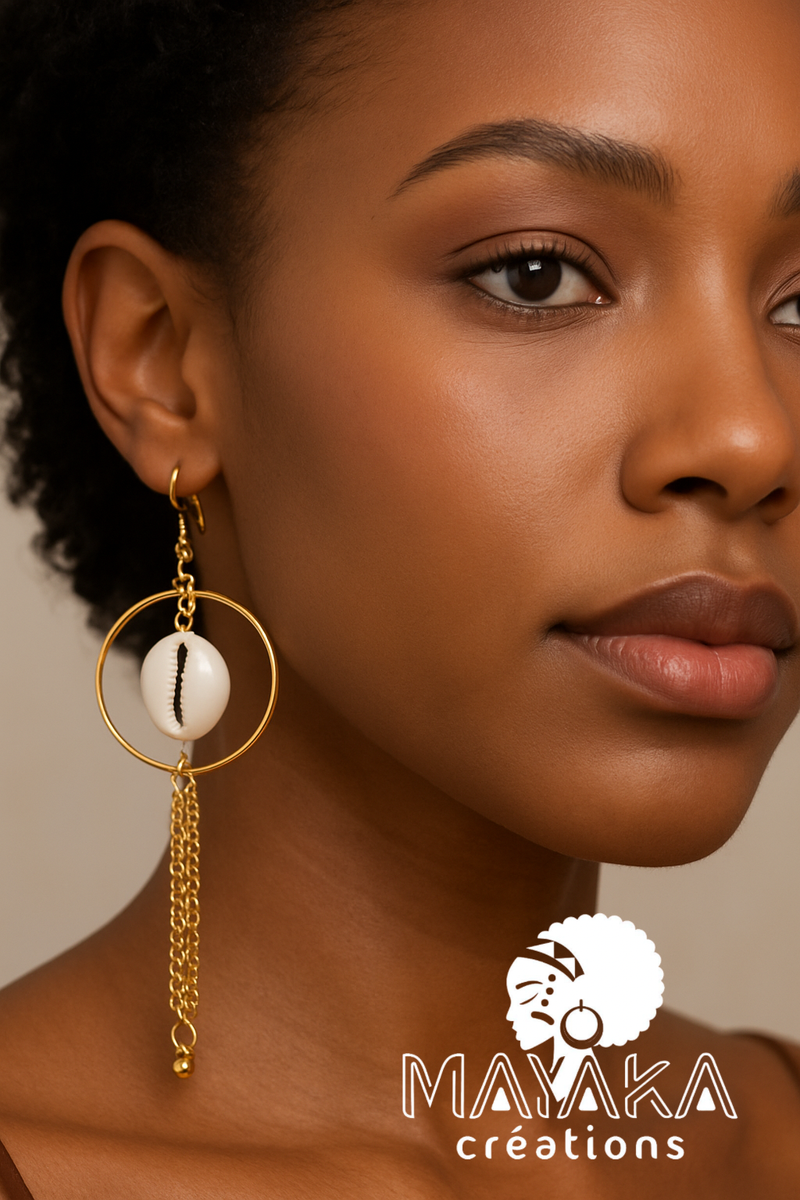 Boucles d'oreilles coquillage dorées