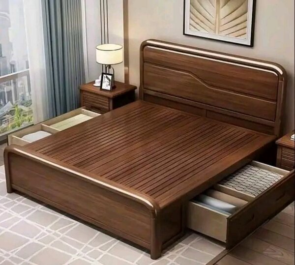 Lit en bois avec tiroirs