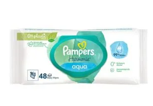 Pampers Harmony Aqua Baby Wipes - 48 Sheets - Gentle & Hypoallergenic for Sensitive Skin