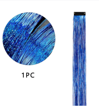 Clip In Hair Tinsel, Fairy Hair Tinsel Kit 48 CM Glitter Colorful Clip On Tinsel Hair Extensions for Girls Hair Accessories Part