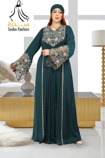 Robe Kaftan Émeraude Élégante