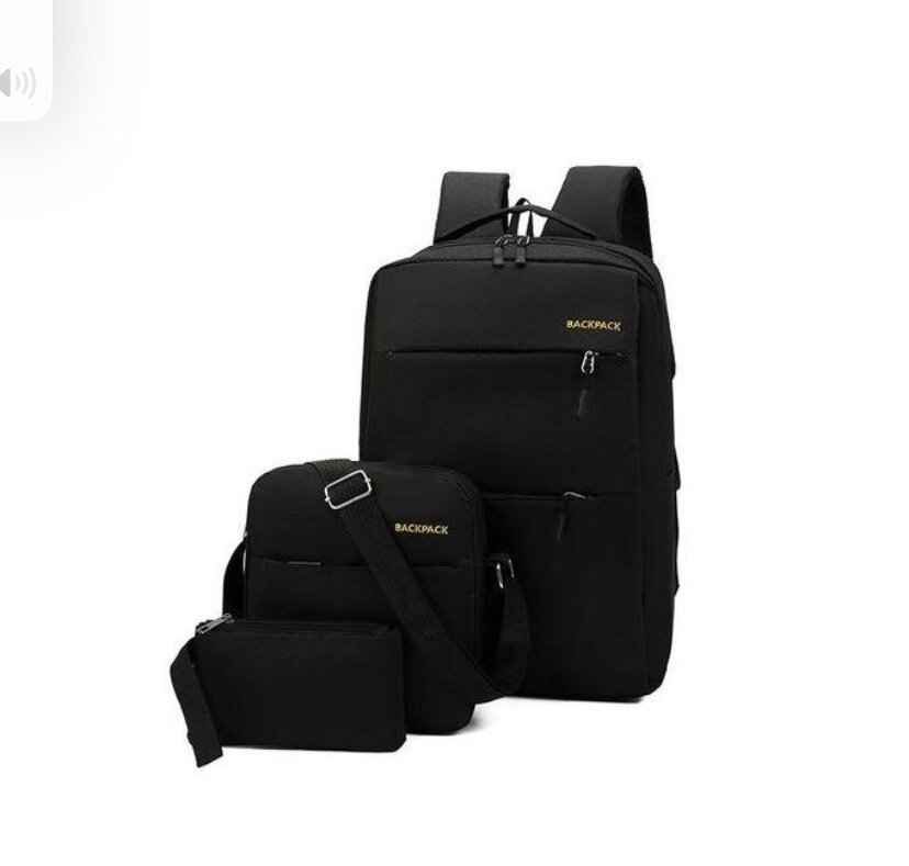 3 In 1 Multi Functional Backpack With USB Slot - Black